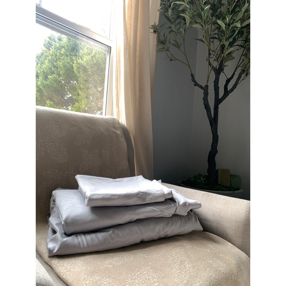 Threadmill home linen ‎ cotton solid light gray sheet set size twin X-LARGE
